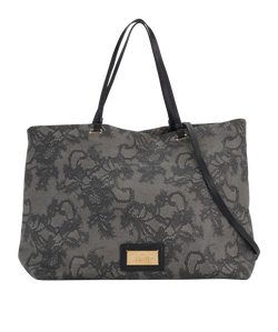 Lace 2Way Tote, Coated Canvas, Grey, BFC090LVC1, DB/S/E, 3*